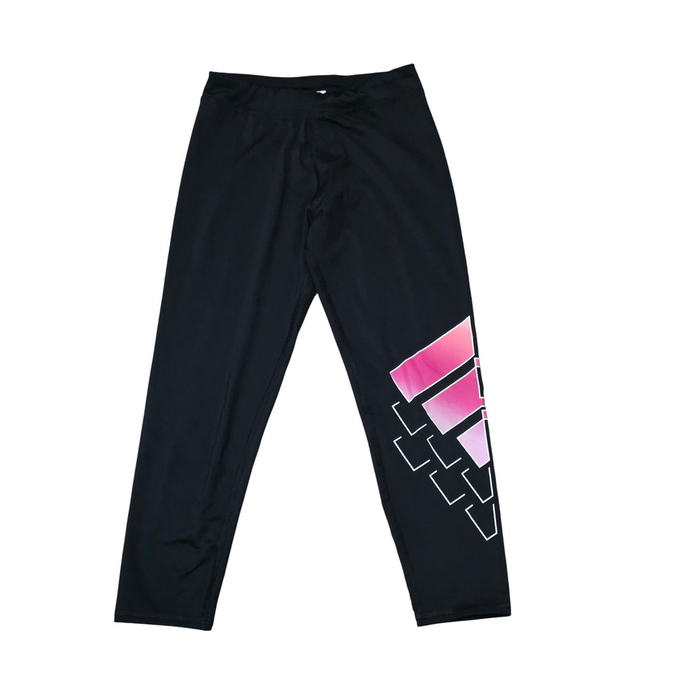 Adidas 7/8 Leggings‎ Youth Girls L 14 Black Pink Ombre Logo